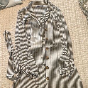 Abercrombie & Fitch gray and White Striped Shirt Dress
